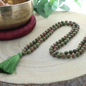 Mala Chapelet Rosaire 108 perles en Unakite 8 mm Équilibre Harmonie Persévérance